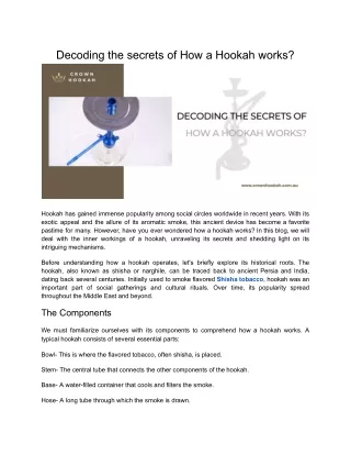 Decoding the secrets of How a Hookah works