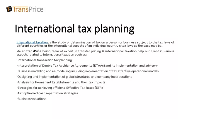 international tax planning
