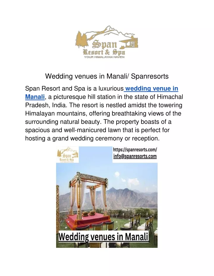 wedding venues in manali spanresorts