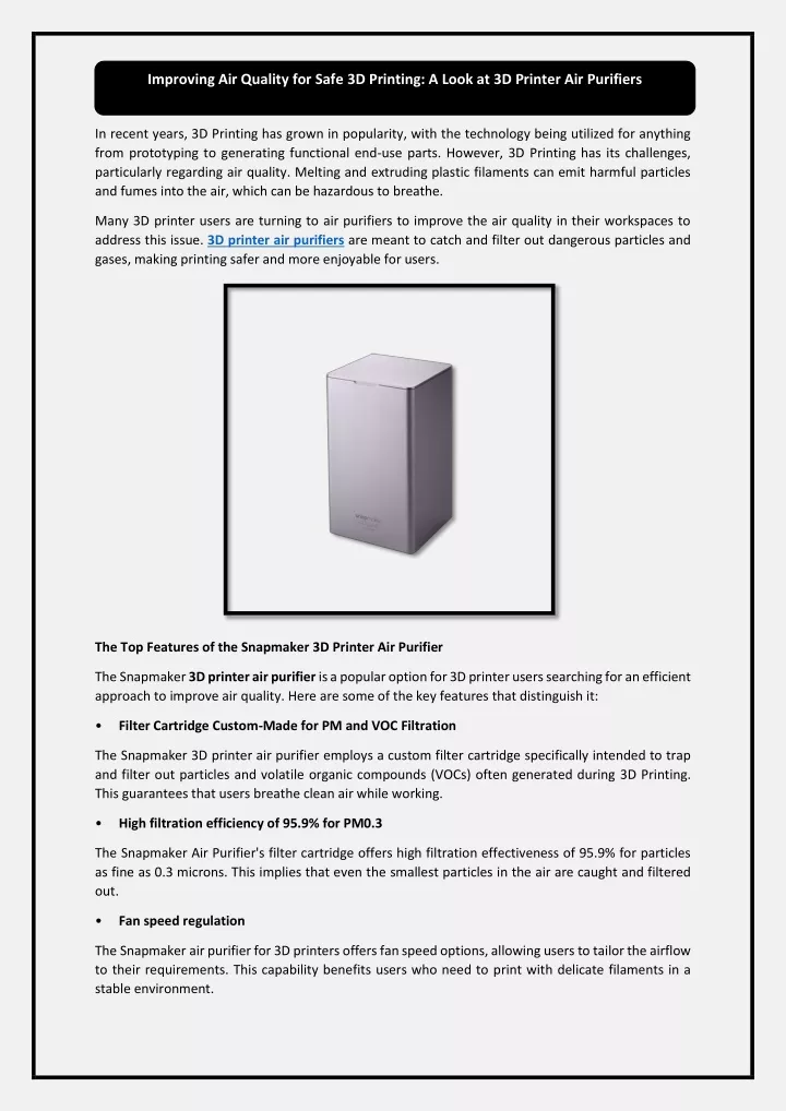 improving air quality for safe 3d printing a look