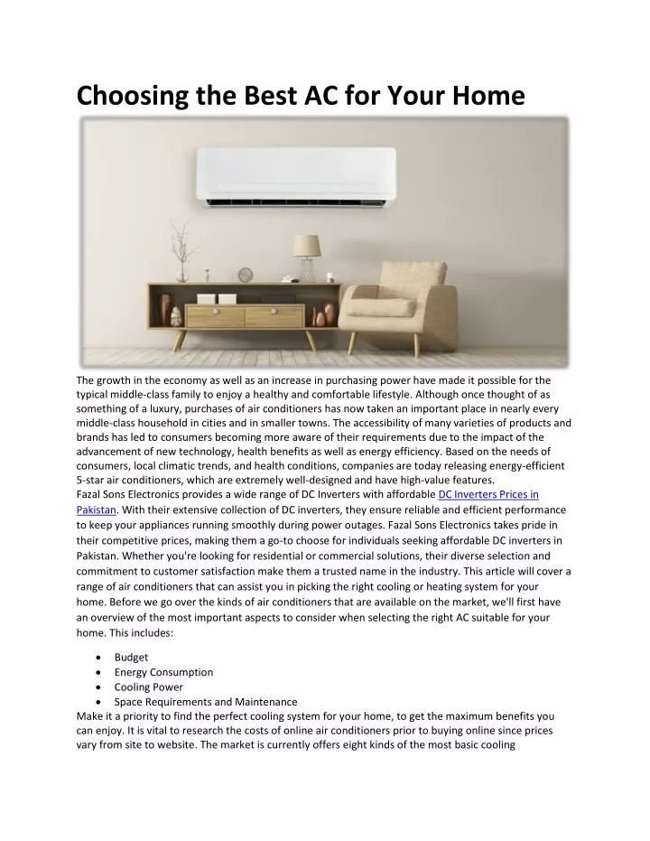 choosing the best ac for your home