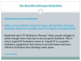 The Benefits of Proper Hydration