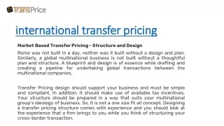 international transfer pricing