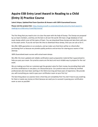 aquire esb entry level award in reading