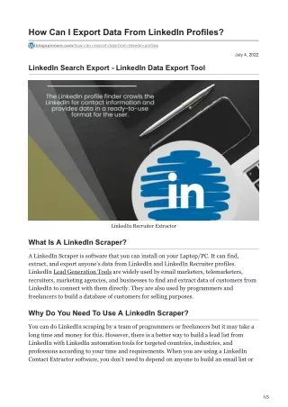 how can i export data from linkedin profiles