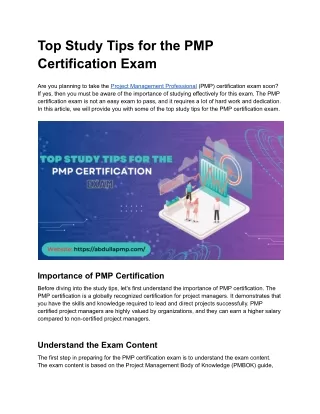 Top Study Tips for the PMP Certification Exam