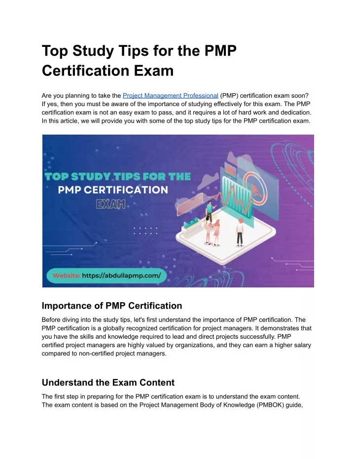 top study tips for the pmp certification exam