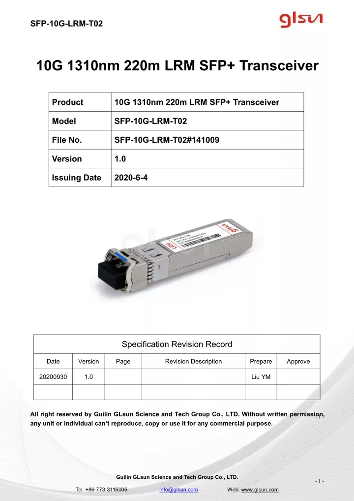 sfp 10g lrm t02