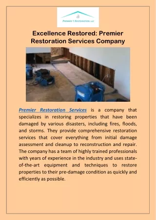 Excellence Restored Premier Restoration Services