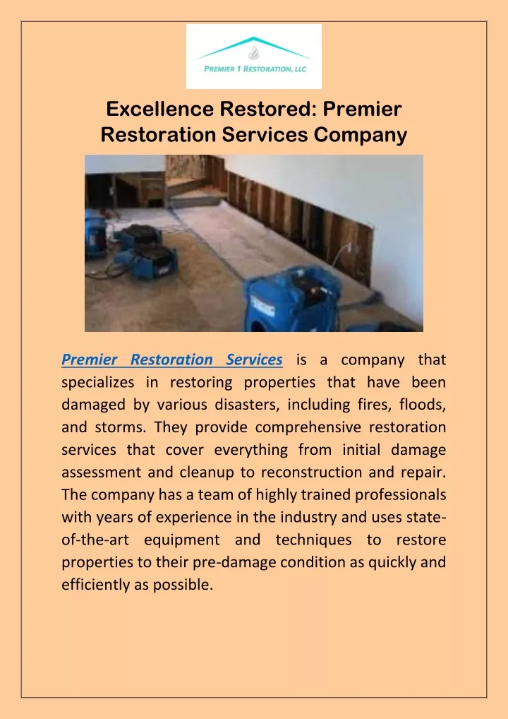 excellence restored premier restoration services