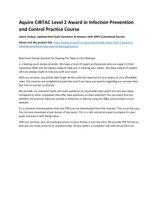 aquire cibtac level 2 award in infection