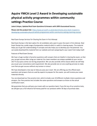 aquire ymca level 2 award in developing