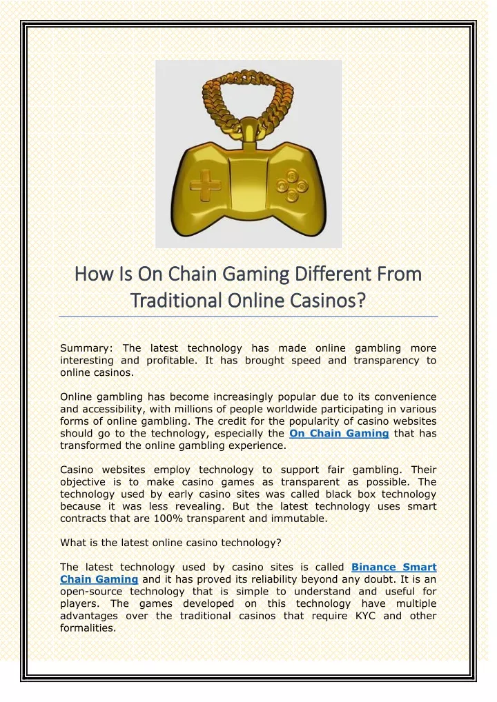 how is on chain gaming different from