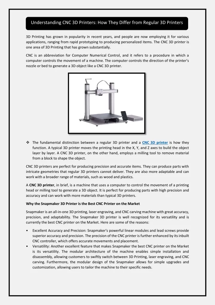 understanding cnc 3d printers how they differ