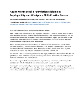 aquire othm level 3 foundation diploma