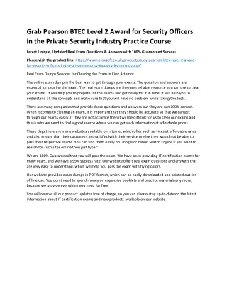 grab pearson btec level 2 award for security