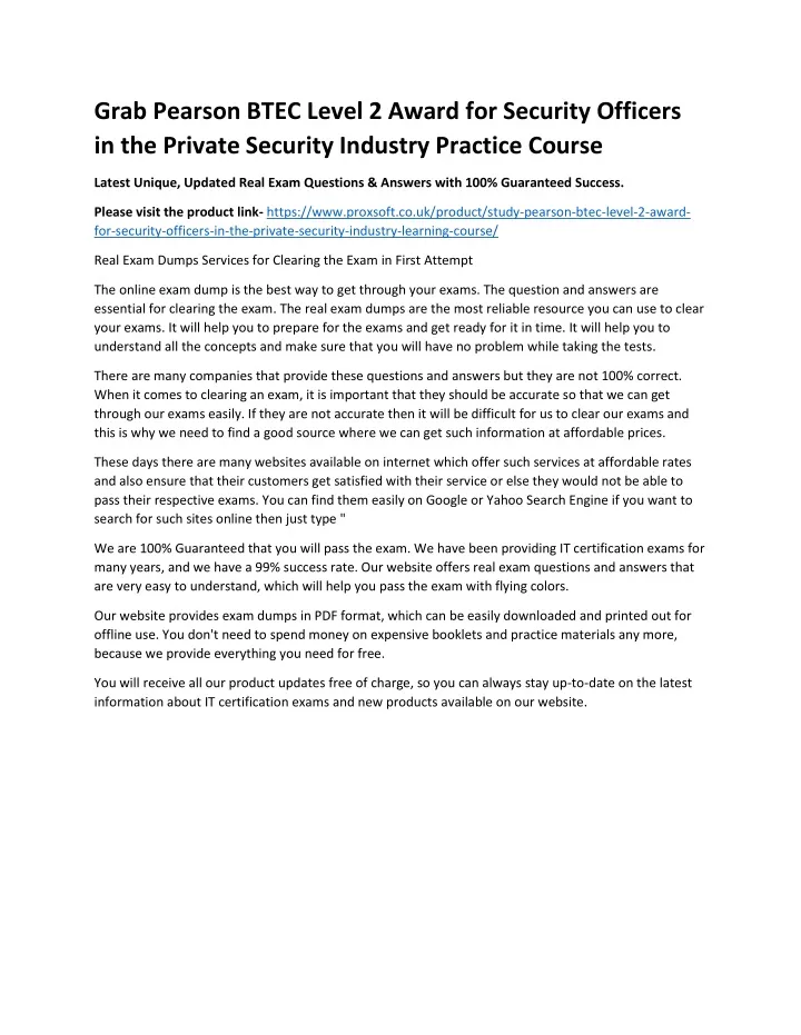 grab pearson btec level 2 award for security