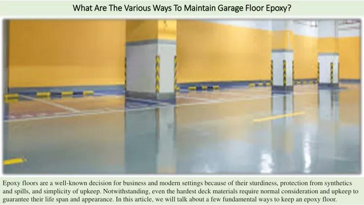 what are the various ways to maintain garage floor epoxy