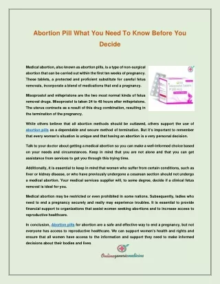 Abortion Pill What You Need To Know Before You Decide