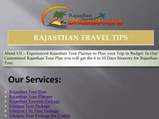 RAJASTHAN TRAVEL TIPS