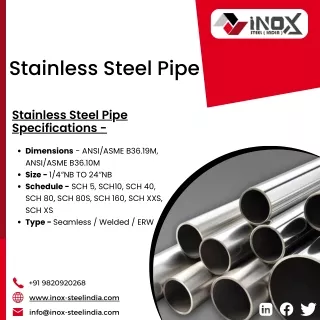 Stainless Steel Pipe | SS 316 Seamless Pipe | SS 316L Seamless Pipe - Inox Steel