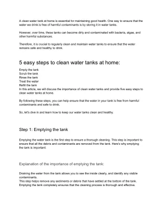 5 easy steps to clean water tanks at home