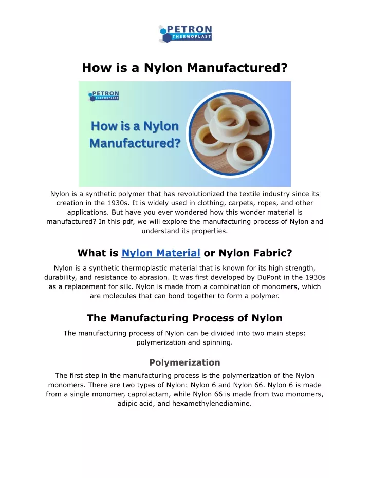 how is a nylon manufactured