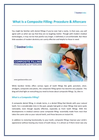 What Is a Composite Filling: Procedure & Aftercare