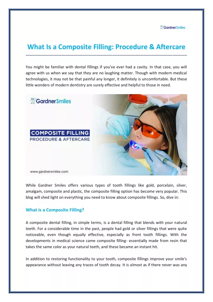 what is a composite filling procedure aftercare