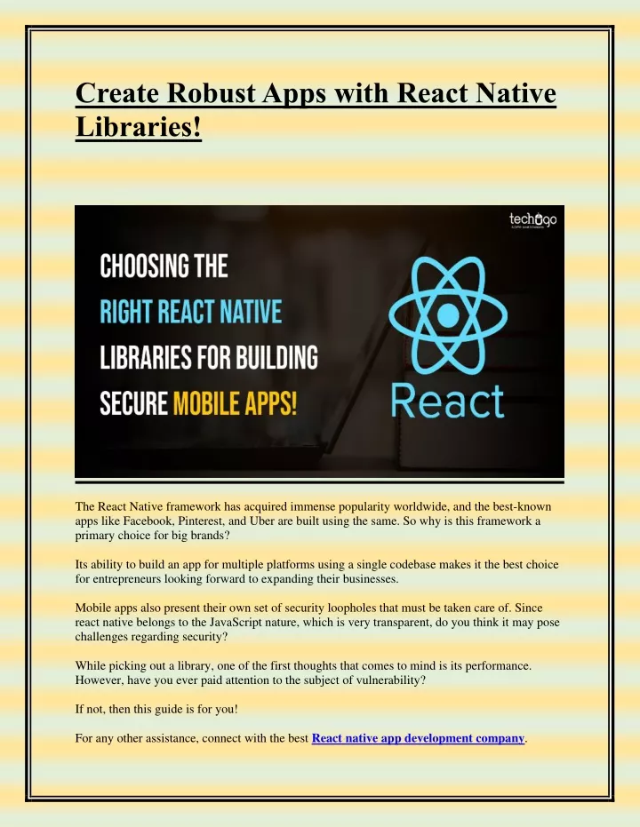 create robust apps with react native libraries