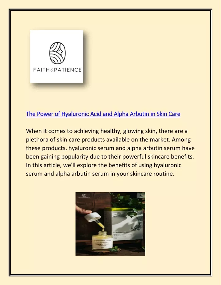 the power the power of hyaluronic acid and alpha