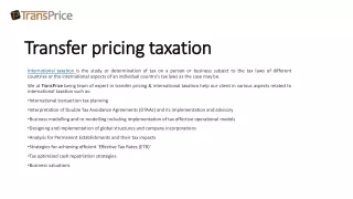 transfer pricing taxation transfer pricing