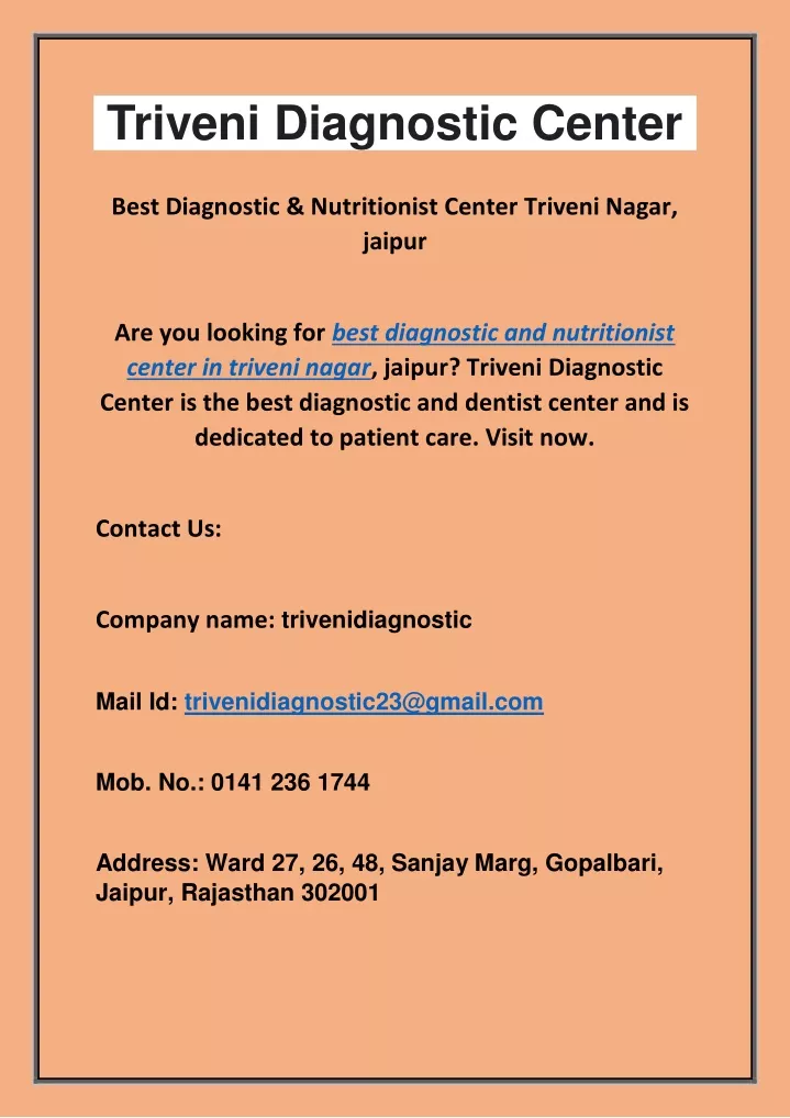 triveni diagnostic center