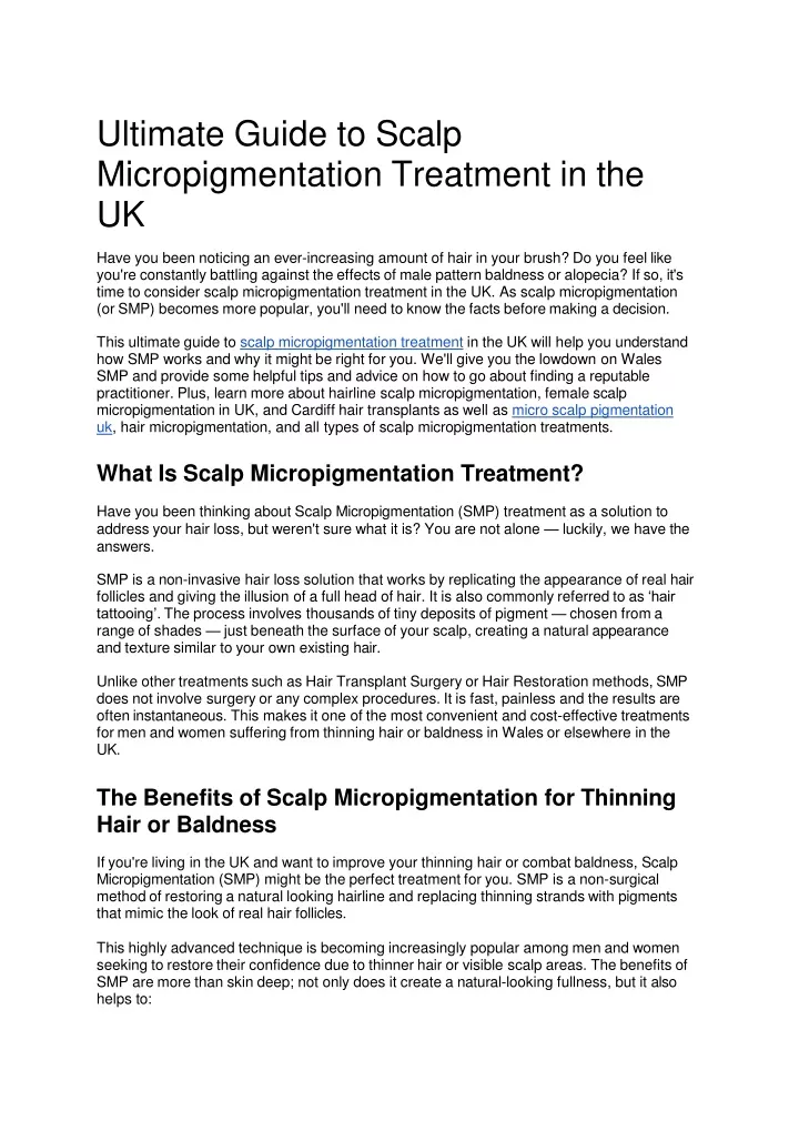 ultimate guide to scalp micropigmentation treatment in the uk