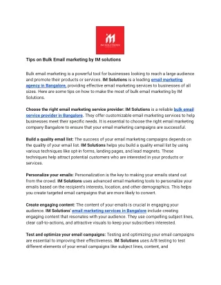 Tips on Bulk Email marketing by IM solutions
