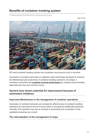 Benefits of container tracking system