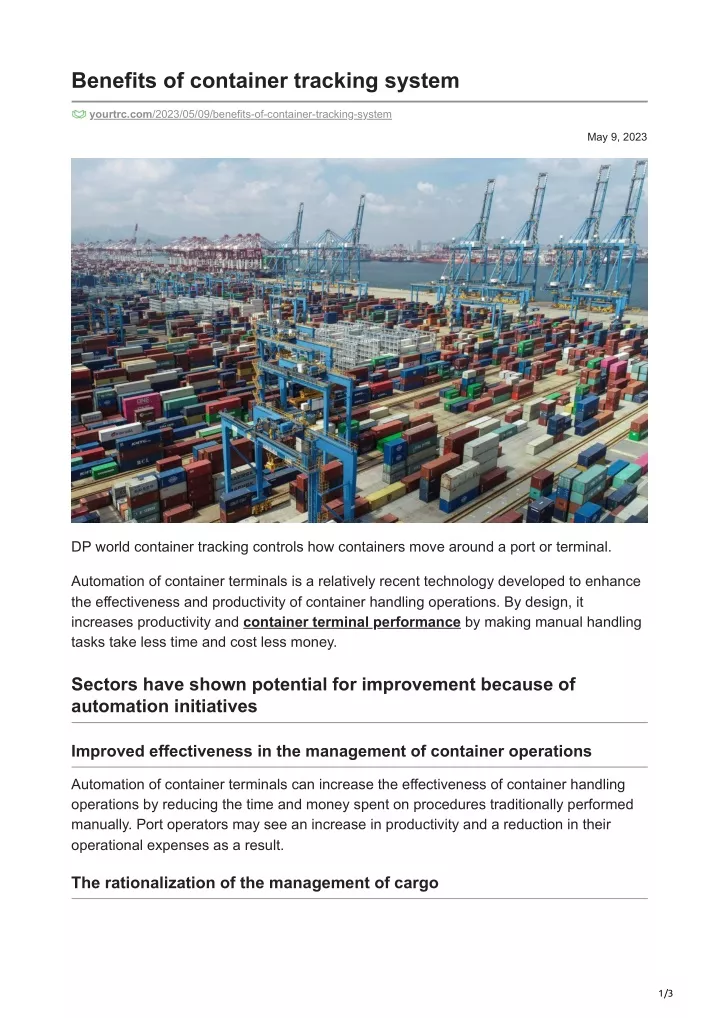 benefits of container tracking system