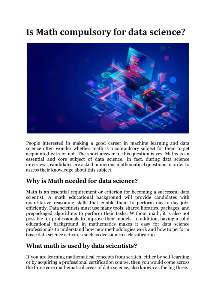 is math compulsory for data science