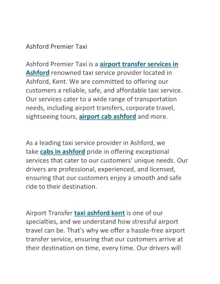 Ashford Premier Taxi