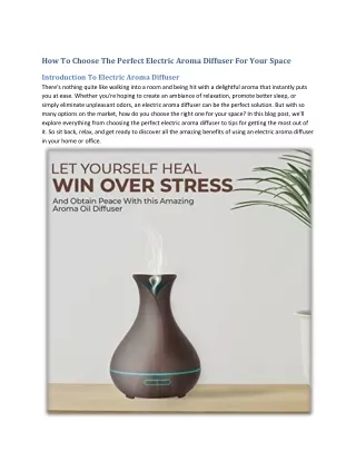 how to choose the perfect electric aroma diffuser