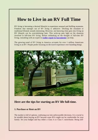 What is Needed for Full-time RV Living