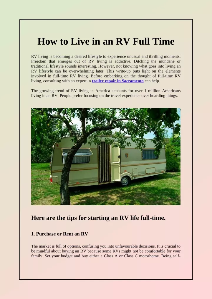 how to live in an rv full time