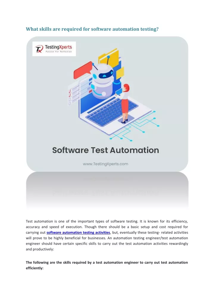 what skills are required for software automation