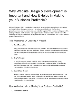 why website design development is important