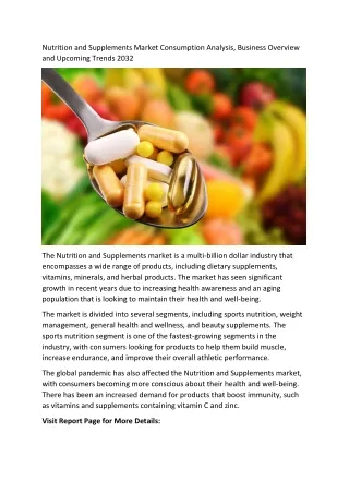nutrition and supplements market consumption