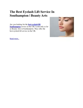 The Best Eyelash Lift Service In Southampton