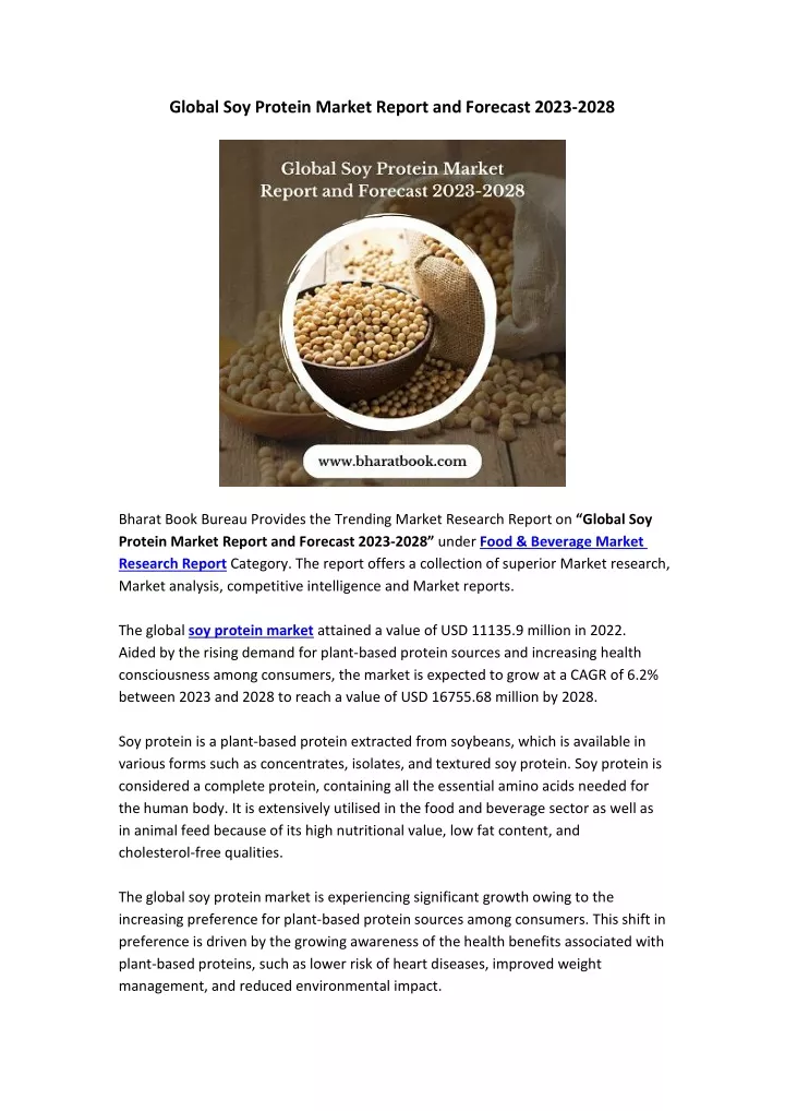 global soy protein market report and forecast