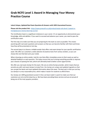 grab ncfe level 1 award in managing your money