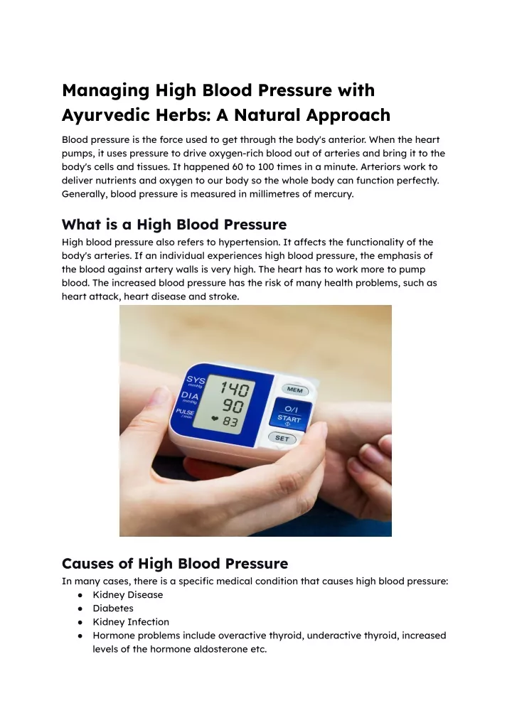 managing high blood pressure with ayurvedic herbs