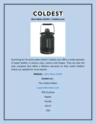 Best Water Bottle  Coldest.com